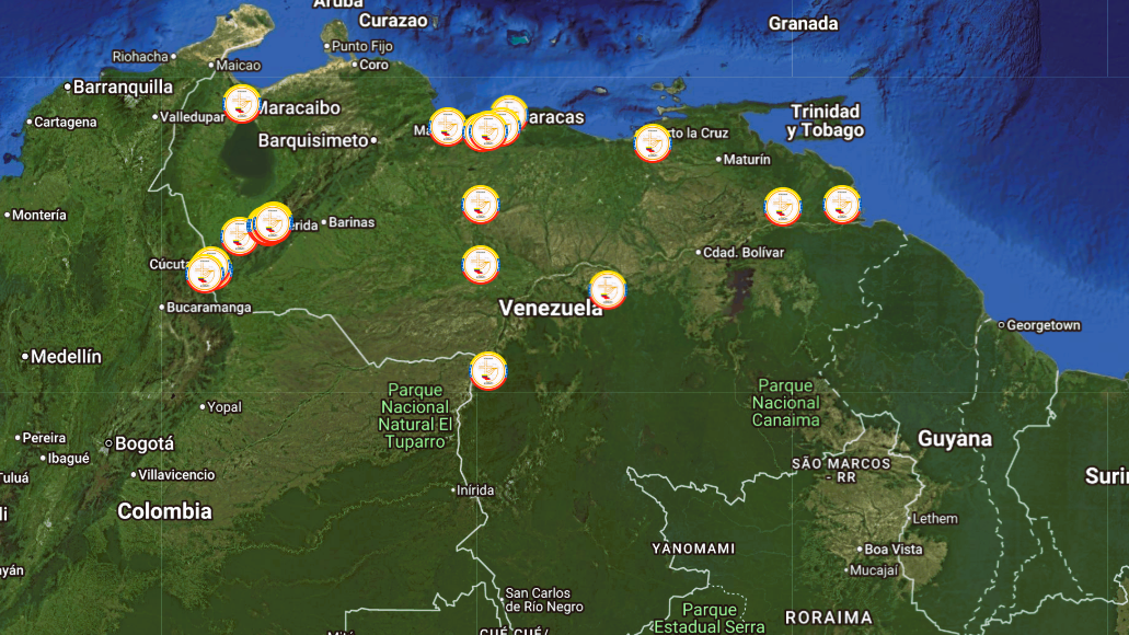 Mapa del Directorio de Iglesias de Los Hermanos en Venezuela